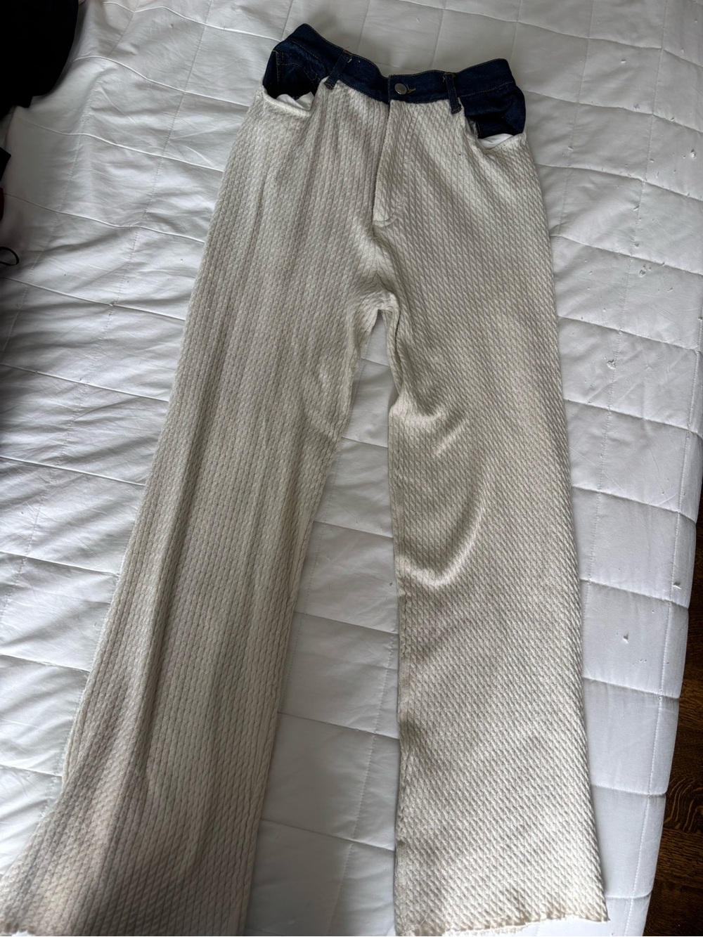 Weworewhat Cable knit denim pants